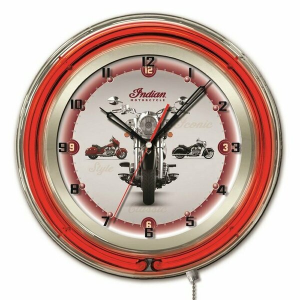 Holland Bar Stool Co Indian Motorcycle Double Neon 19" Clock Clk19Indn-Multi